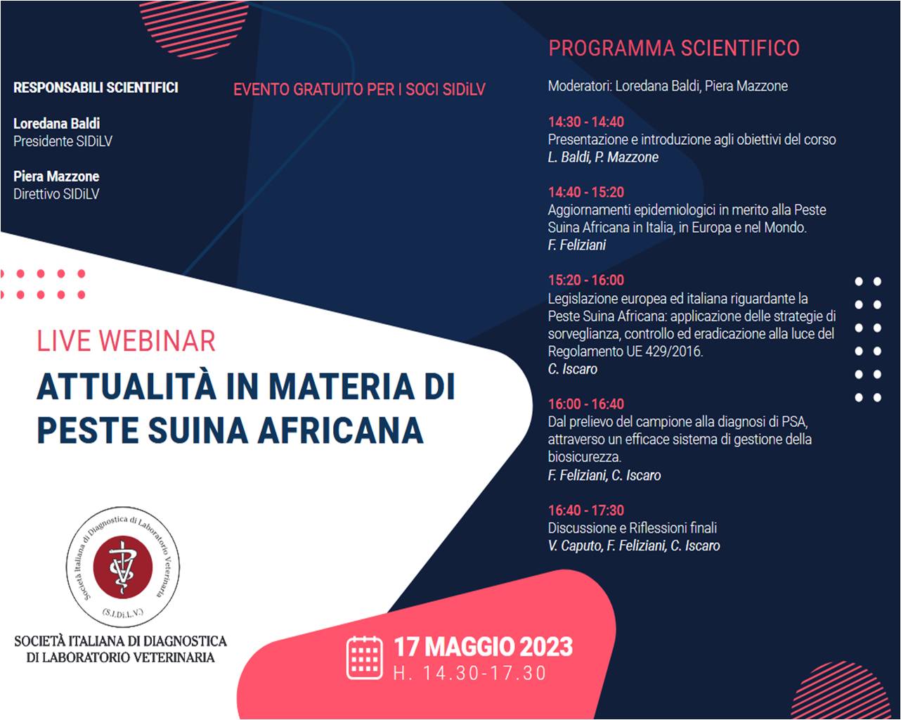 WEBINAR S.I.DI.L.V - ATTUALIT IN MATERIA DI PESTE SUINA AFRICANA